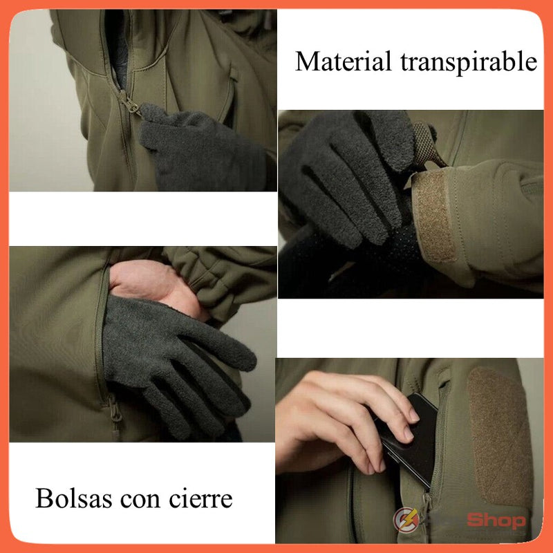 Chamarra PIEL DE TIBURÓN IMPERMEABLE (Repele Agua) VER VIDEO!! Táctica Moto Térmica X026