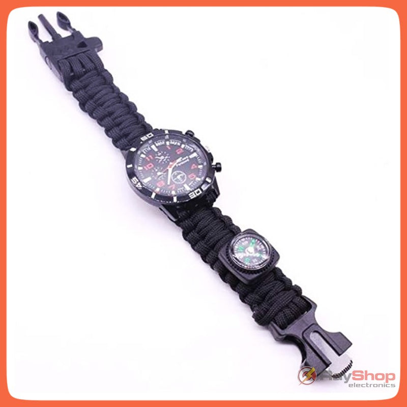 Reloj Táctico Supervivencia Brújula Silbato Paracord F582A Sl261