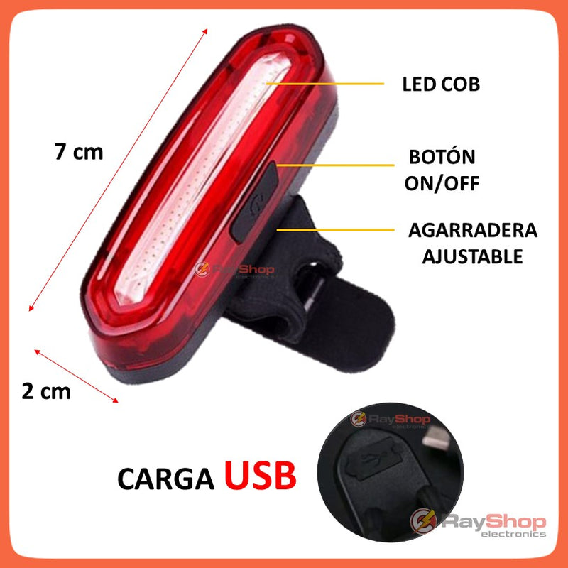 Luz Trasera 3 Colores Vs Agua Usb Bicicleta Lámpara T096