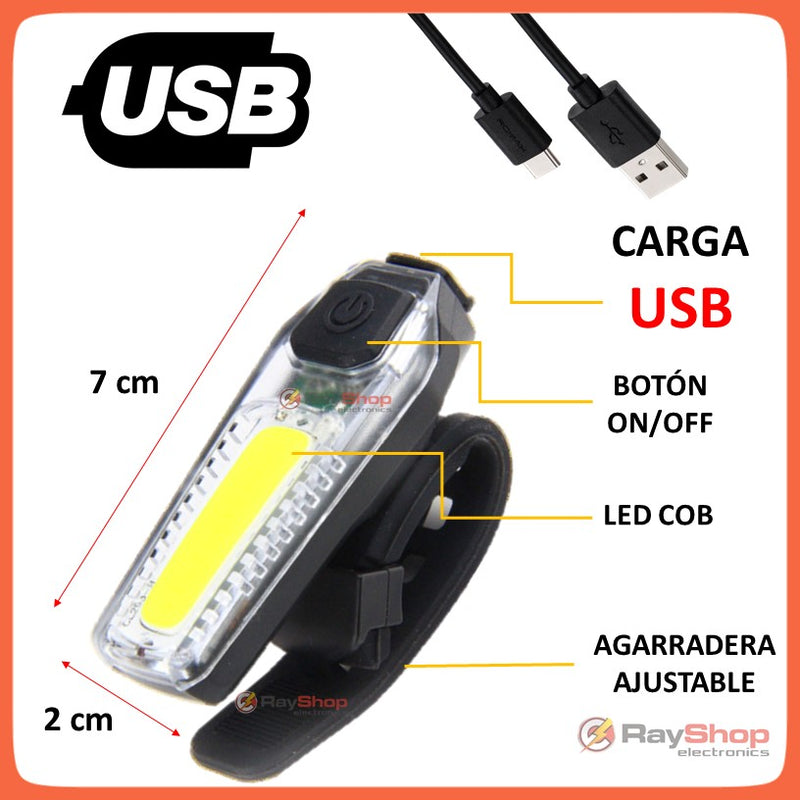 Luz Trasera Blanca Roja Recargable por Usb Bicicleta Vs Agua 1608a