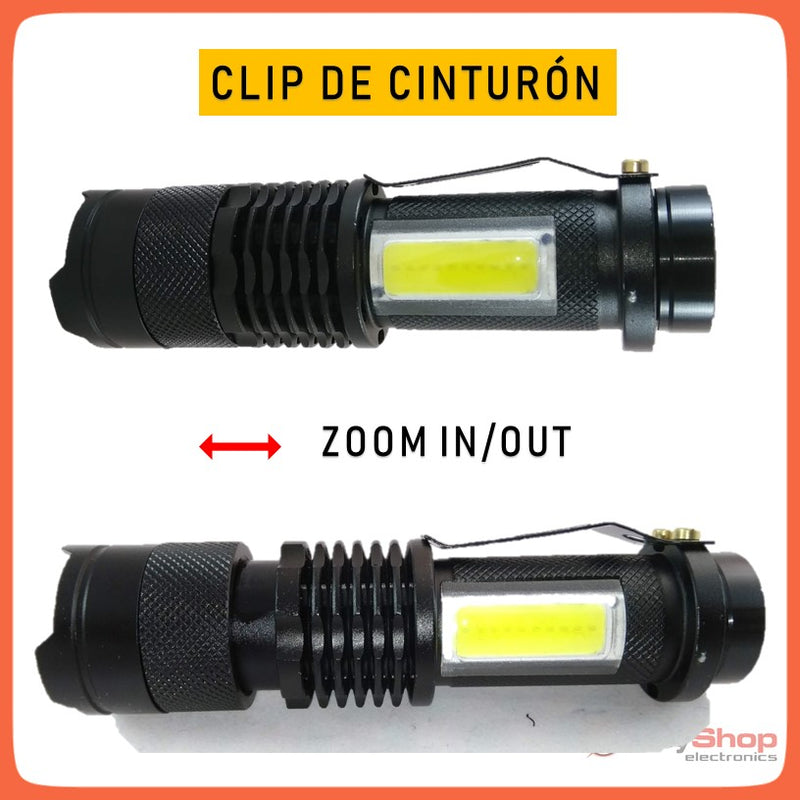 Mini Lámpara Táctica 1200 Lms Luz Led Cob Blanca Clip Dt56