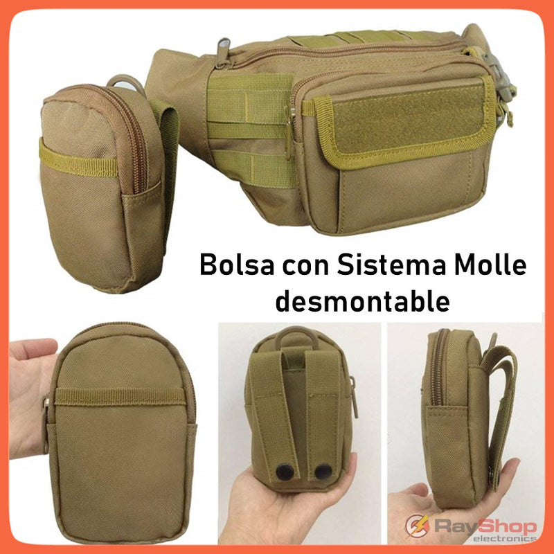 Riñonera Tactica Grande Ajustable Sistema Molle Bolsillos