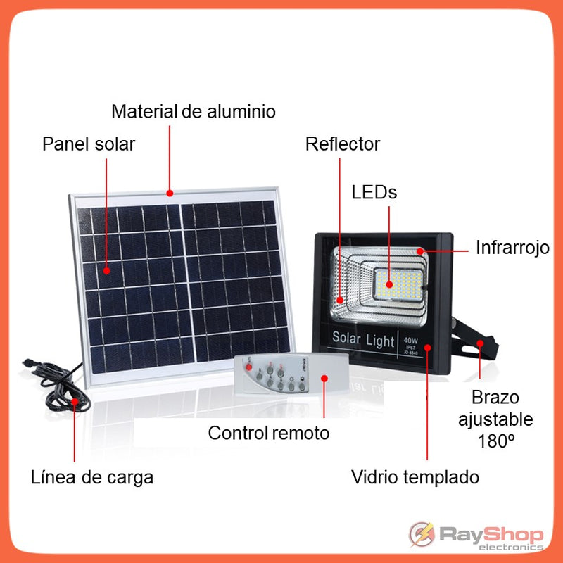 Reflector Panel Solar Exterior 25w Control Recargable Dt69