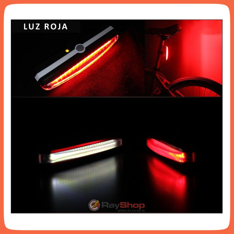 Luz Blanca Roja Trasera Recarga Usb Bicicleta Vs Agua T266c