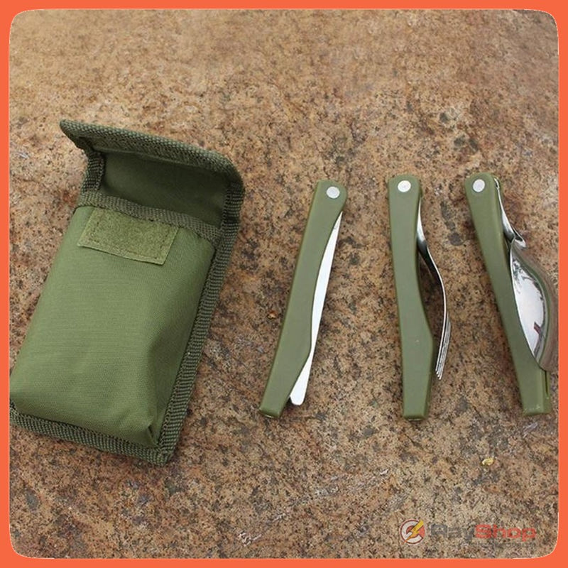 Cubiertos plegable con funda, cuchara, tenedor, cuchillo pj275