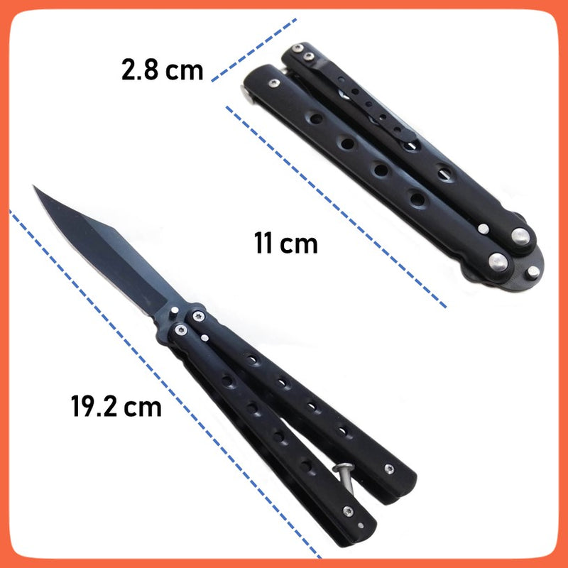 Navaja Mariposa Balisong Cuchillo Acero Inoxidable Con Clip Grande Sn12