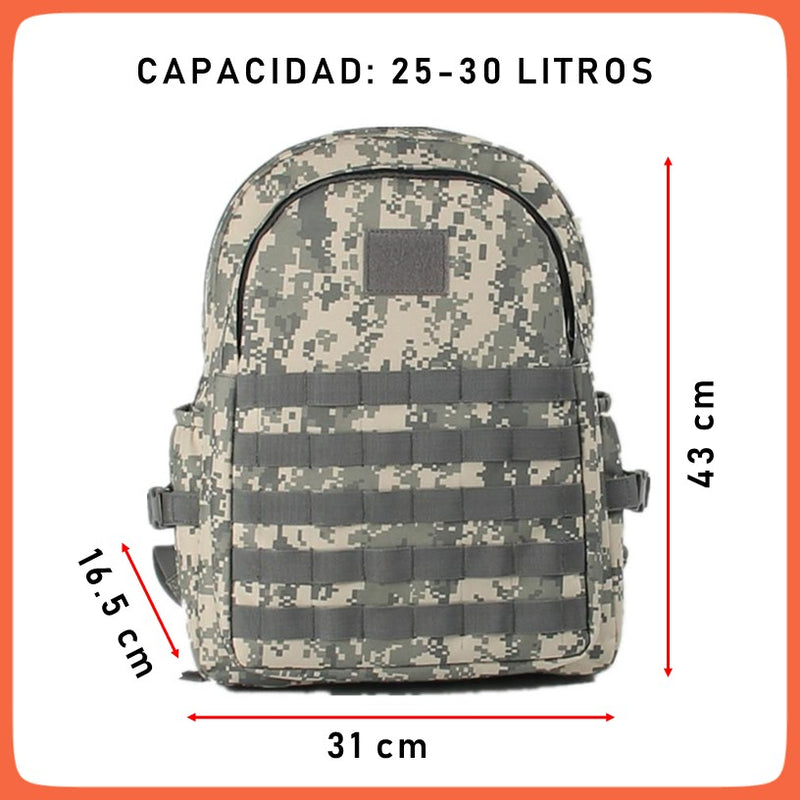 Mochila Táctica Militar 30 L Con Entrada Usb Y Cable Auxiliar Sn855