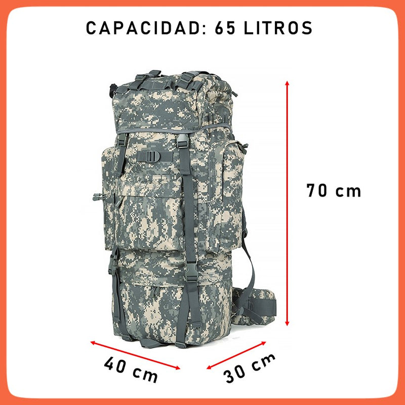 Mochila Táctica Militar 65 Lts Gotcha Casería Campismo Calidad GJP Wz65L