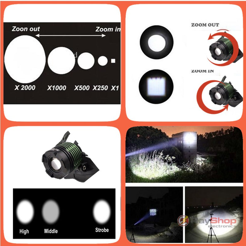 Lámpara Minera Cabeza 2500 Lms Zoom Cree Led T6 5 Pasos Dt93