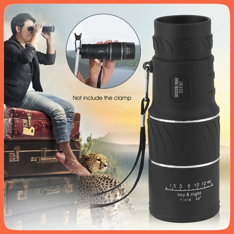  Monocular de largo alcance 16x52 óptica zoom lente camping  senderismo caza telescopio alcance al aire libre visión nocturna general  viaje monocular iG-631 : Electrónica