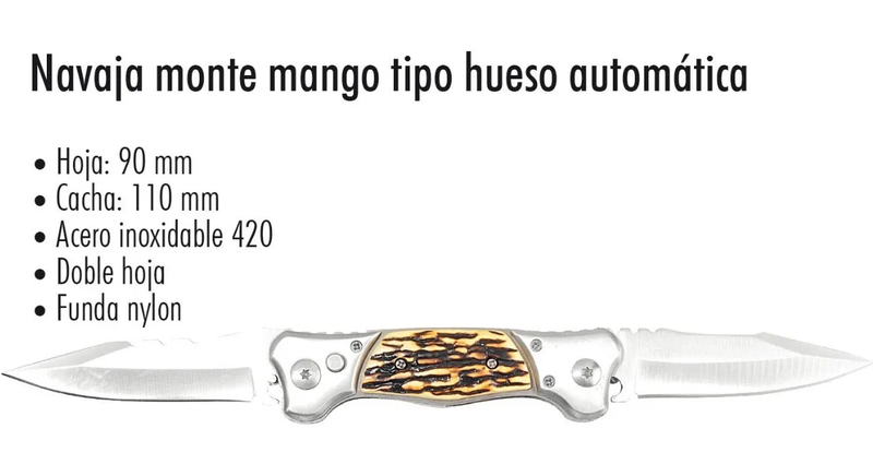 Navaja Doble Hoja Mango Diseño Hueso F103