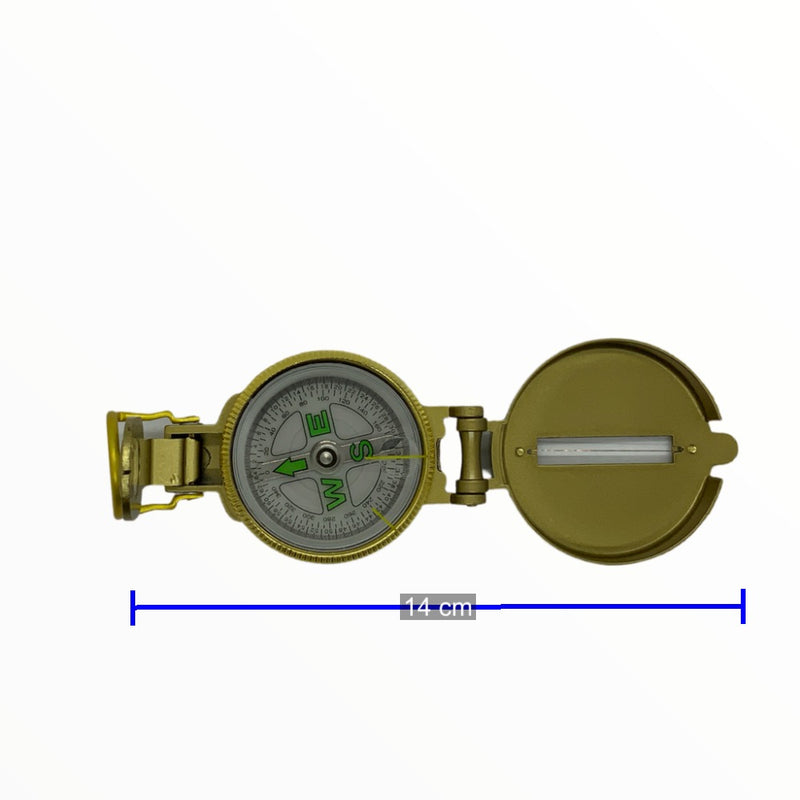 Brujula DORADA Militar Con Liquido Y Luz Fluorecente Para Campismo Pj186