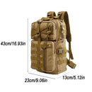 Mochila 32lts sistema Molle, +compartimentos, porta vaso, parches, cinturón pecho y cintura Gj807