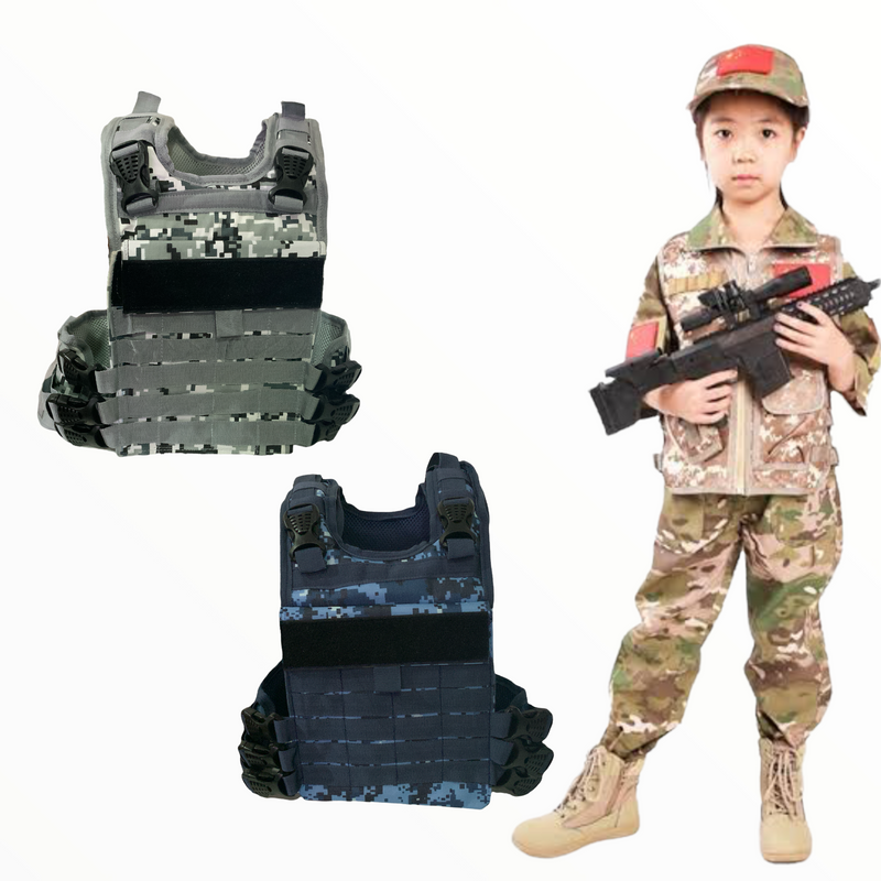 Yosoo Chaleco táctico para niños, chaleco táctico Molle de nailon 600D para  niños, chaleco de protección para exteriores, militar, combate
