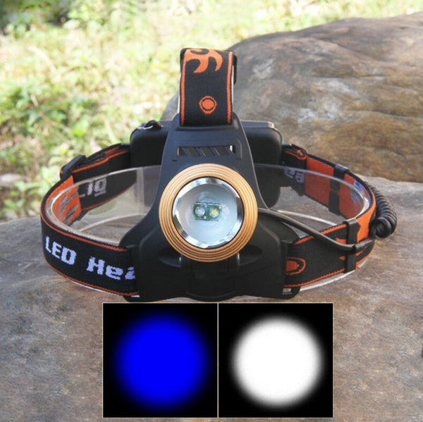Linterna Frontal Correa Cabeza Recargable Zoom Luz Blanca Y Azul XQ-33