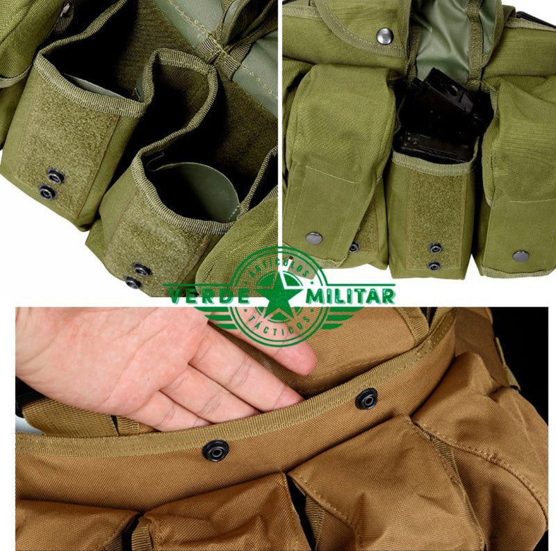 Pechera Porta Cargador Doble Arma Larga Revista Ak 47 Ma M16 Tirantes Tácticos Con Bolsas Rápidas Para Herramienta Pj010- JYB114