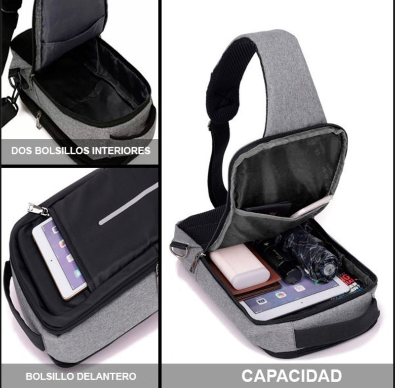 Mochila antirrobo pechera con cable USB, impermeable GJP VE645