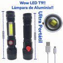 Lampara de mano LED T9, 3 pasos: Luz alta, media y strobo, Zoom, USB, Luz blanca: frontal y Cob lateral Sn249-8