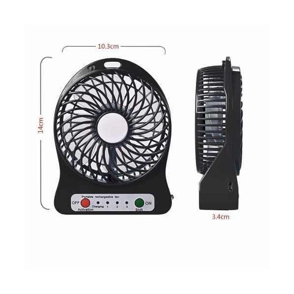 Mini Ventilador Portatil 3 Vel Luz Led Recargable Usb Dt219